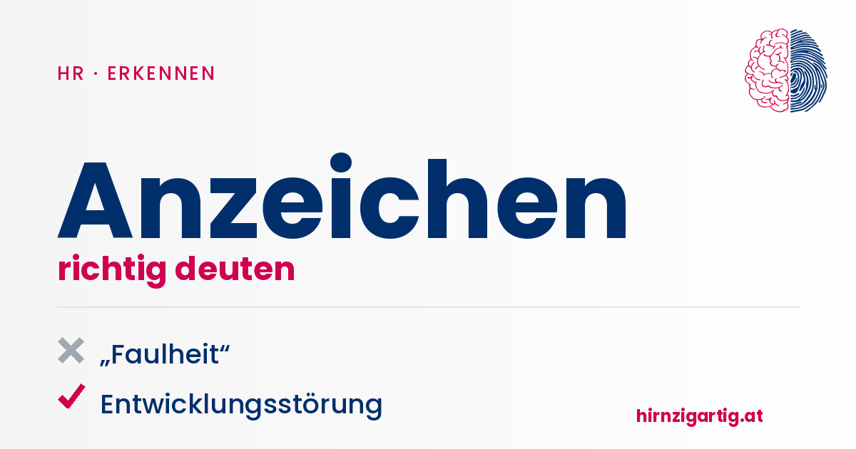 Grafik zeigt Anzeichen wie Entwicklungsstörung und Faulheit im Zusammenhang mit HR-Erkennung.
