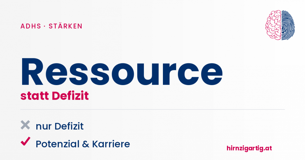 Motivierende Grafik zu Ressourcen und Potenzial bei ADHS.