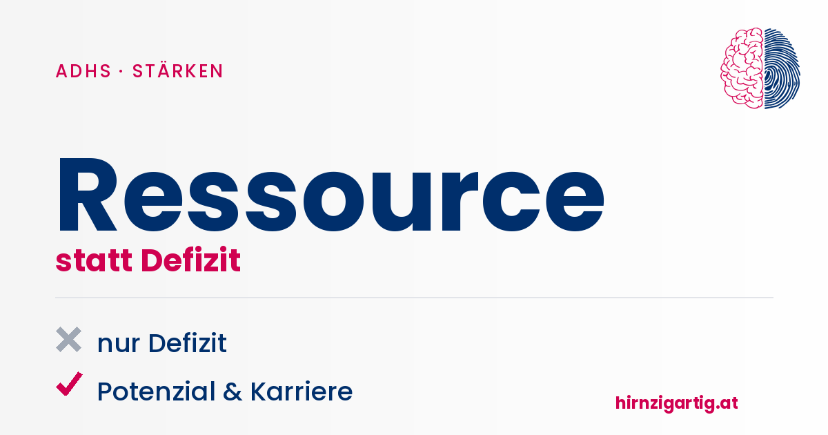 Motivierende Grafik zu Ressourcen und Potenzial bei ADHS.