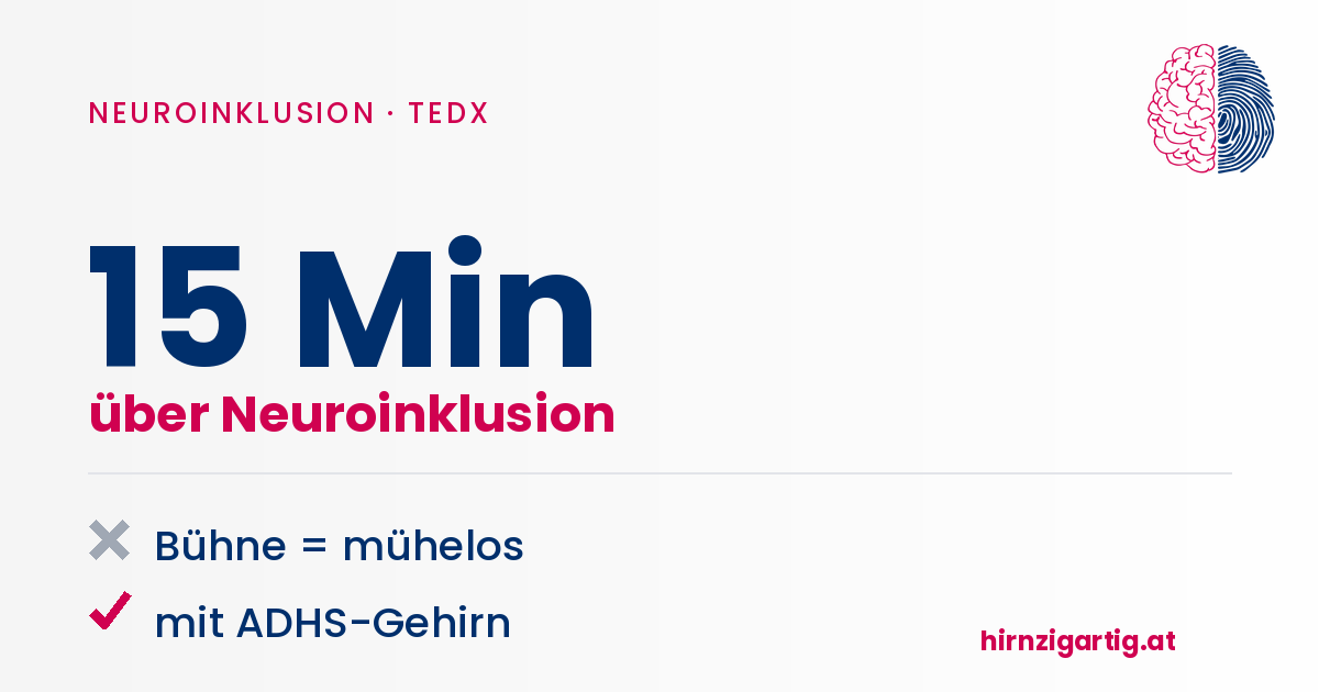 Neuroinklusion und ADHS-Gehirn, inklusive Bühne und Text.