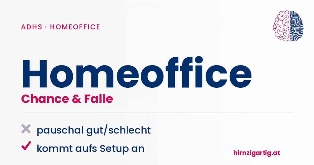 Homeoffice mit Fokus auf Chance und Falle, Setup und Produktivität.
