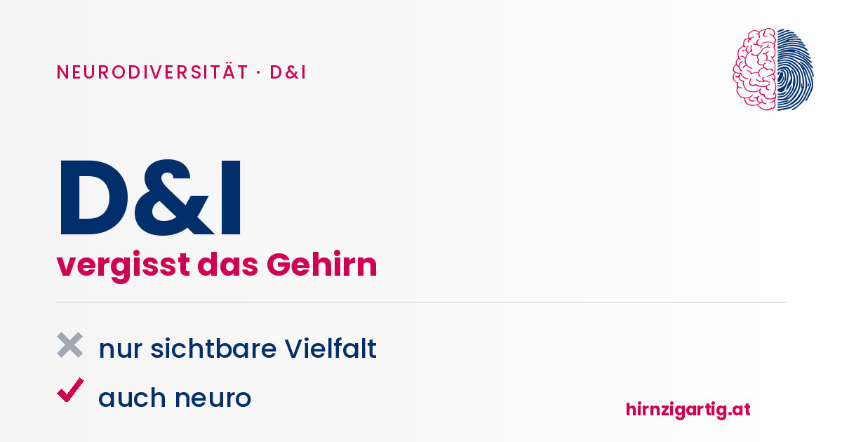 Grafik zur Neurodiversität mit Gehirn und Fingerabdruck, Fokus auf Vielfalt und Neuro-inklusive Ansä.