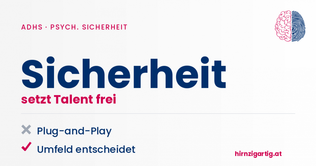 Grafik mit Gehirn und Fingerabdruck, Sicherheit, Talent, ADHS, Psychologie.