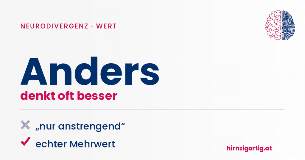 Anders denken, oft besser, Mehrwert sichtbar.