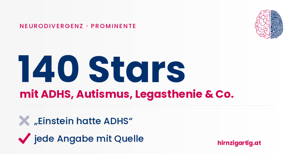 Grafik mit Text zu ADHS, Autismus und Legasthenie bei HIRNzigartig.